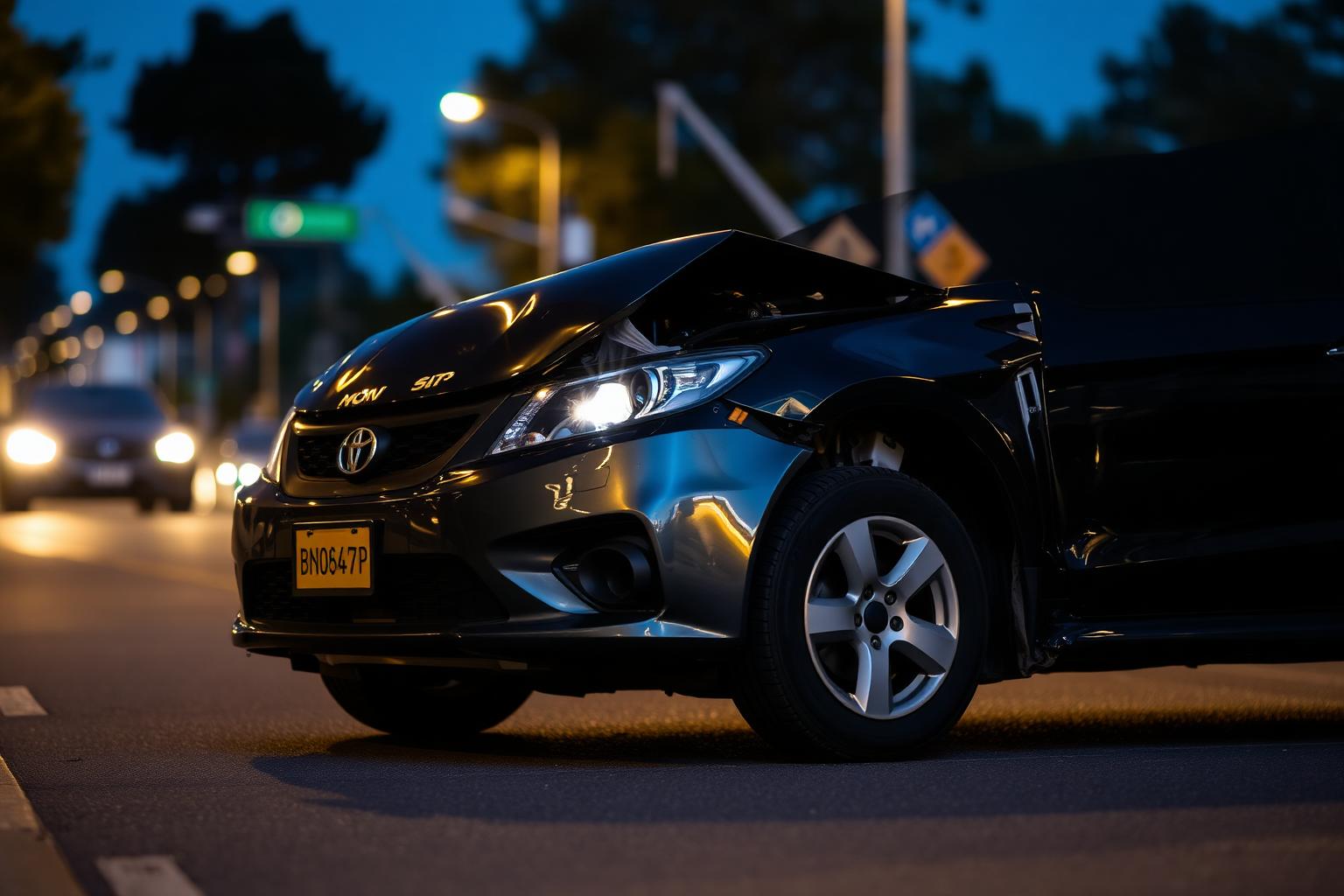 Damaged car after a not-at-fault accident